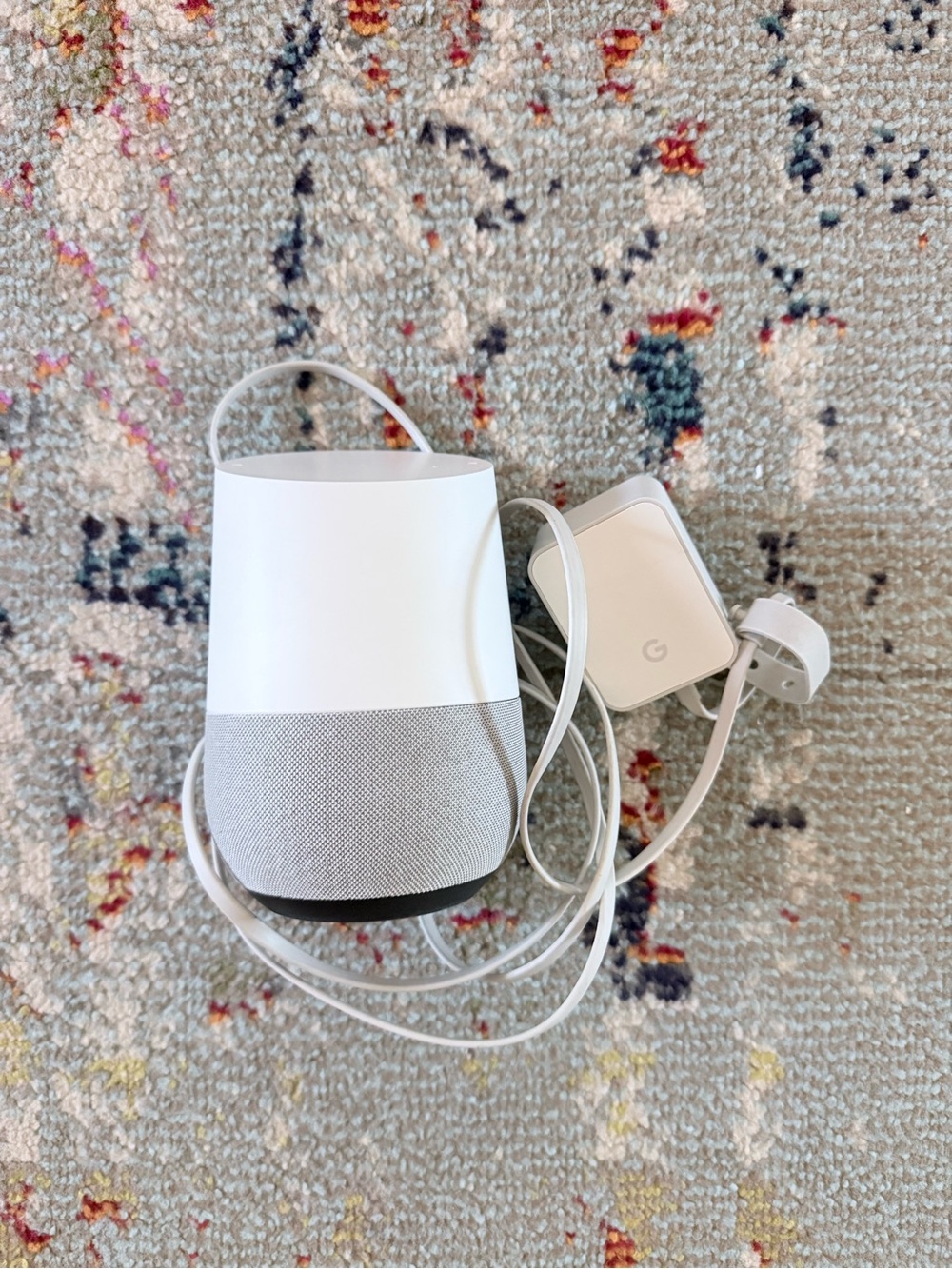 Google Home Smart Speaker in White and Light Gray